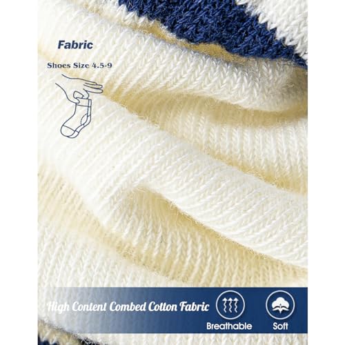 Image of Fszsaa Novelty Socks For Women - Striped Retro Mini Crew Sporty Calf Casual Cotton Ankle Socks