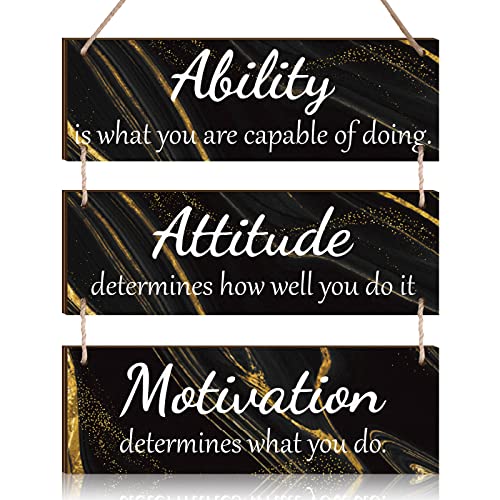 Jetec Office Wall Decor Inspirational Rustic Motivational Plaques with Sayings Wooden Hangings Ability Sign Bathroom for Home Office Art Decoration(Black)