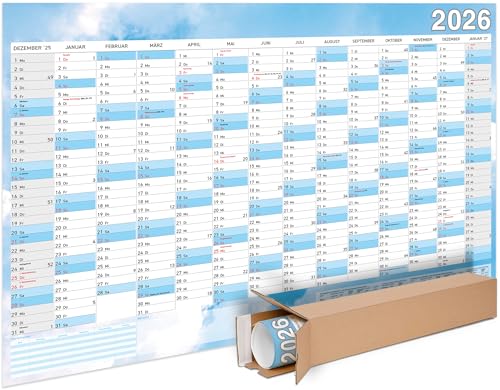 Terminal A0® Jahresplaner 2026 Abwischbar - Gerollt im Querformat XXL Wandkalender Groß Jahreskalender, Plakat Wandplaner Kalender in Poster-Größe (2026, 1 Stück)