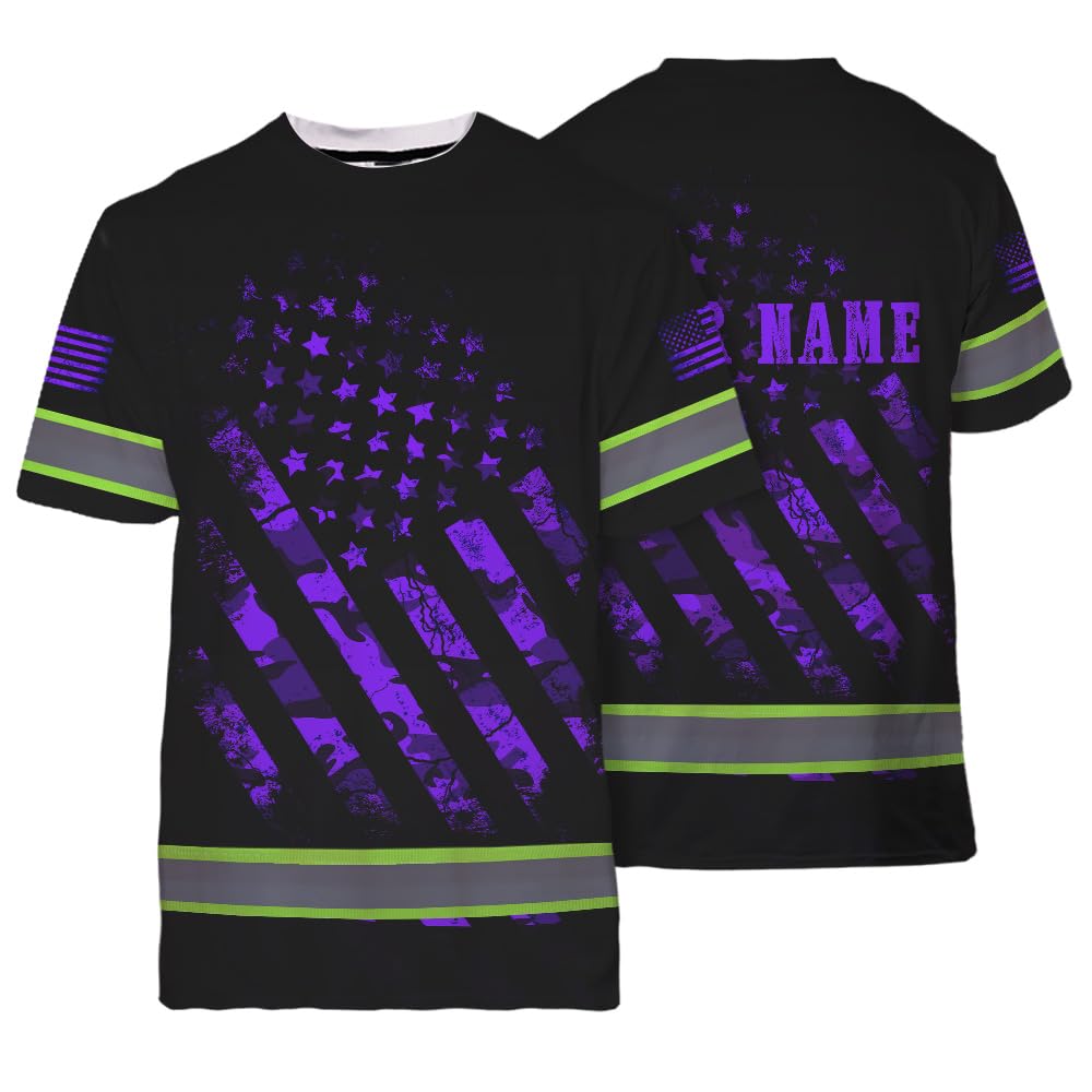 Maddly High Visibility US Flag Collection Safety Workwear Custom Name for Workers, Runners, Truckers, Patriotic