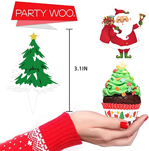 Christmas Cupcake Toppers 72Pcs Christmas Cake Decorations For Santa Tree Snowman Sock Candy Theme Party Cake Toppers Christmas Party Supplies #TOP7