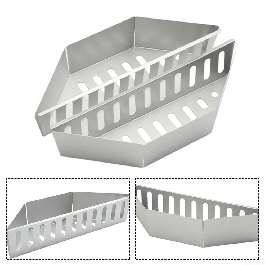 2 cestas de carbón para parrilla, accesorio galvanizado para barbacoa, cesta para parrilla de carbón, bandeja de carbón para parrilla al aire libre, 38,5 x 11 x 7,5 cm
