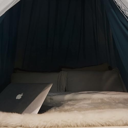 Miniatura 8 de Kertnic Dosel de Cama Lujoso para Niñas y Adultos - Dosel de Princesa de Doble Capa con Encaje, Mosquitero de Cúpula Redonda para Tienda de Cama