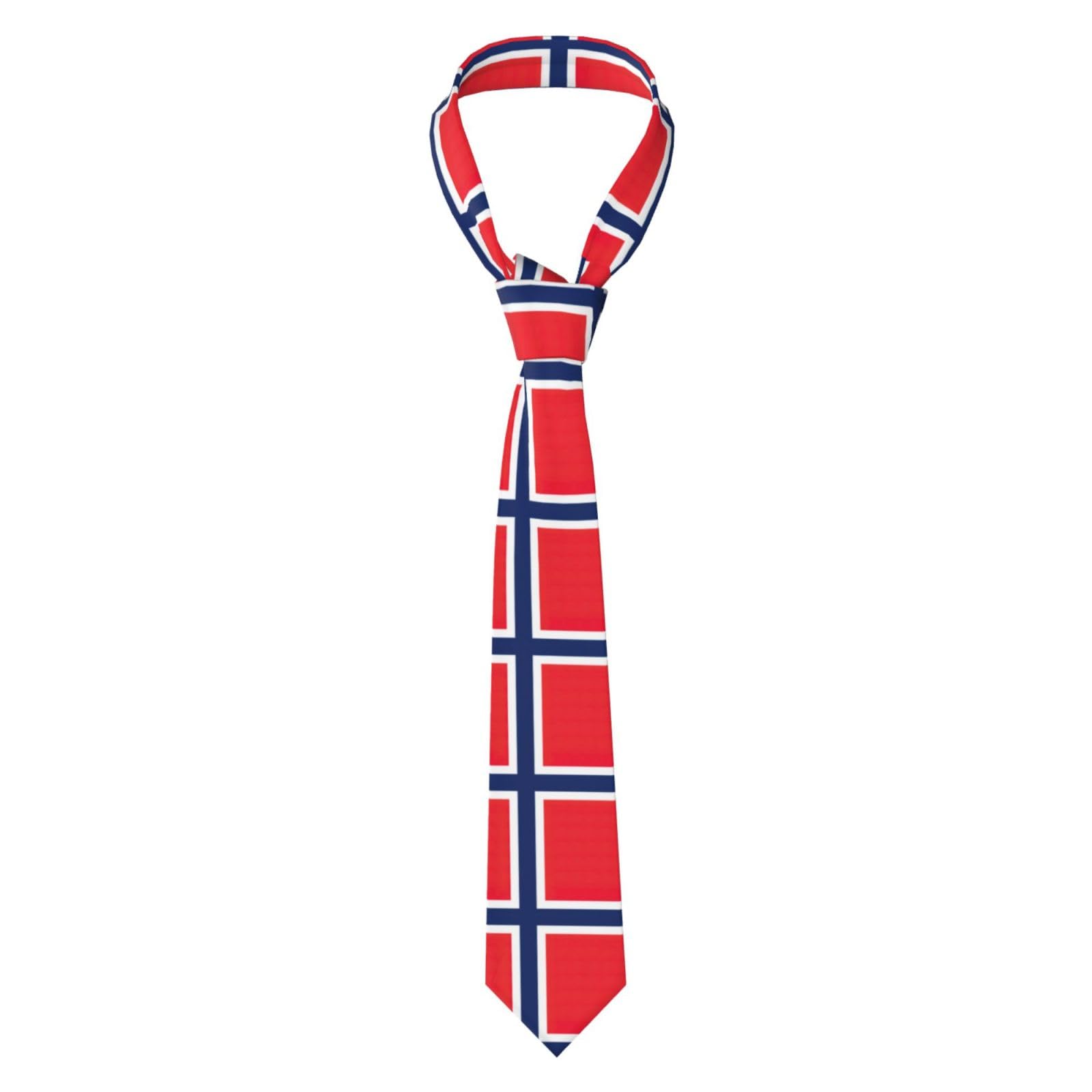 Edwal Unisex Norwegian Flag Print Men's Neckties Tie Fashion Tie Funny Ties, For Wedding Party Meeting Outfit