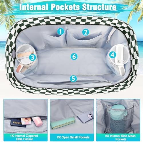 Image of HUANLANG Extra Large Beach Bag Waterproof Beach Totes Bags for Women Men,Pool Bag with Zipper Wet Pocket