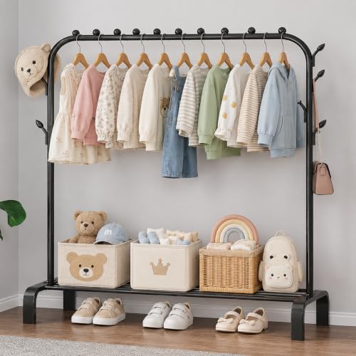 Image of Strassis Design Plastic Wardrobe for Kids-Cupboard for Clothes, Almirah for Clothes, Baby Collapsible Wardrobe, Multi-Purpose Kids Storage Rack for Home Books,Toy,Living Room -Black