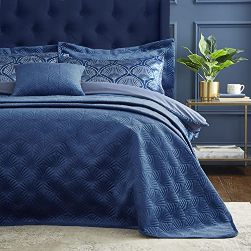 Catherine Lansfield Couvre-lit matelassé Art Deco Pearl 220x230 cm Bleu Marine