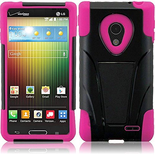 FastSun T-Stand Dual Hybrid Armor Cover Phone Case Accessory for LG Lucid 3 III VS876 AS876 (Pink)
