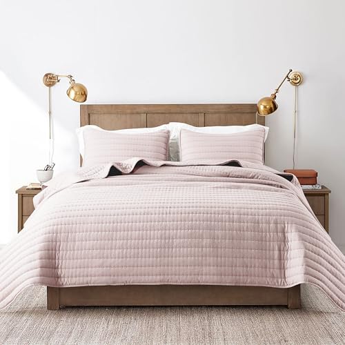 ROARINGWILD Pink Twin Size Quilt Bedding Sets with Pillow Sham, Lightweight Soft Bedspread Coverlet, Quilted Blanket Thin Comforter Bed Cover for All Season, 2 Pieces, 68x90 inches