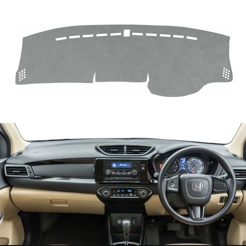 Image of Car Dashboard Cover Compatible with Honda Amaze 2018-2025 Dustproof, UV Resistant | All-Weather Protection | Custom Fit Car Accessories (Gray)