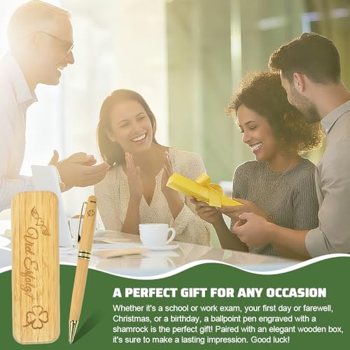 Zuxbolf Holzkugelschreiber mit Gravur Viel Erfolg Geschenk personalisiert Kugelschreiber und Holzbox mit Gravur Holz Stift Druckkugelschreiber für Prüfung Lehrer Schule Kollegen Abschiedsgeschenk