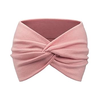 Wide Sports Headband for Women, Elastic Sweatband & Face Wash Hair Band, Retro Vintage Hair Accessories, Non-Slip Stretchy Turban Head Wrap pink