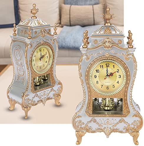 Pilipane Retro Alarm Clock, European Style Antique Desk Alarm Clocks, Antique Vintage Desk Alarm Clocks for Home Office Hotel Bedroom Living Room Decoration (White)