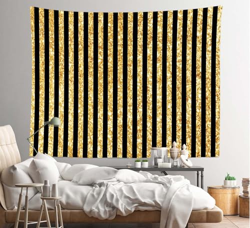 Tissu Texture Rayures Verticales Noir et Or pour Studio Photo