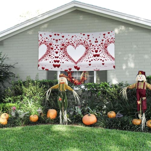 MINDBBDFJ Falling Red Hearts Print Banners And Signs For Outdoor/Indoor,Personalized Banner Customizable Parties Halloween Banner (180x90cm)3