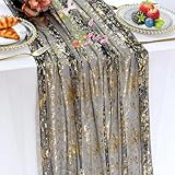 Tischläufer Schwarz Gold 70x300cm Weicher Tischläufer aus Schwarz Goldener Metallicfolie mit Glitzer Effekt für Hochzeiten Brautparty Geburtstag Taufe und Festdeko