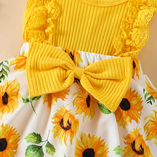 Baby Girl Dress Newborn Romper Floral Ruffle Princess Tutu Dress Summer(G Orange, 0-3 Months) #TOP3