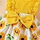 ESSECMBS Baby Mädchen Sommer 2 Stück Strampler Kleid Anzug Spitze Rüschenärmel All-in-One Blumendruck Body Kleid mit Stirnband Neugeborenes Strampelanzug (Gelb, 3-6 Monate)