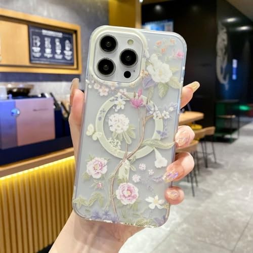 Coque iPhone 14 Pro Max fleur claire pour charger sans fil partout