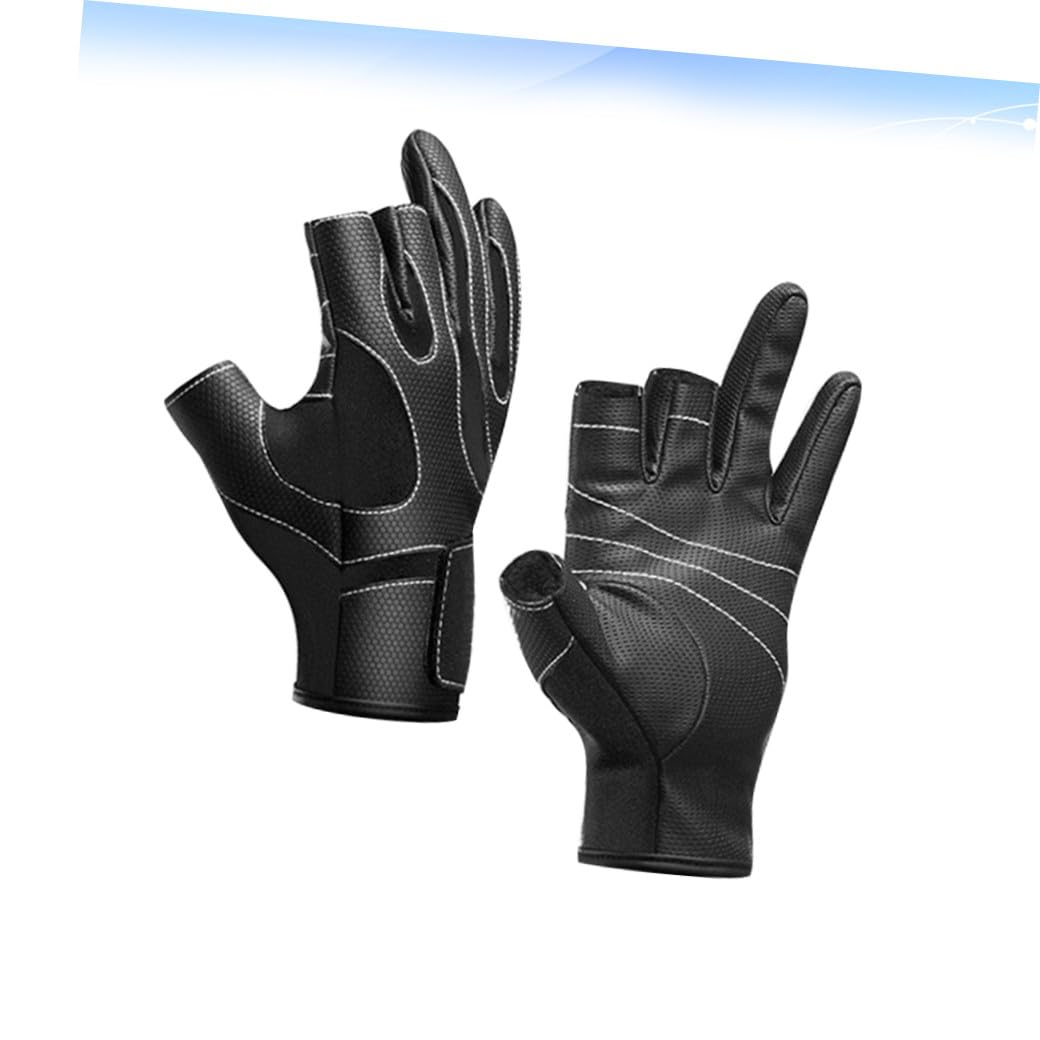 YARNOW 2pares Guantes De Pesca Antideslizantes De para Actividades Ajustables y Equipamiento De Ciclismo y Pesca Negro