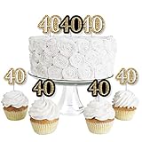 Big Dot of Happiness - Adult 40th Birthday - Gold - Dessert Cupcake Toppers - Birthday Party Clear Treat Picks - Set of 24