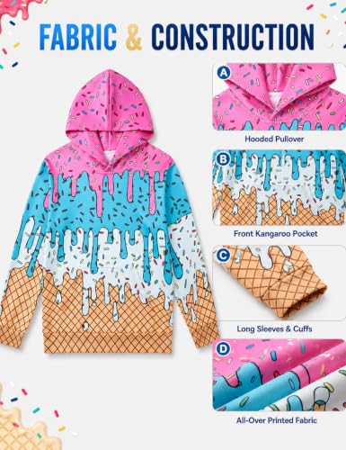Move Dance Boys Baseball Hoodies Ice Cream Size 7-8 Pullover Sweatshirts - image 6