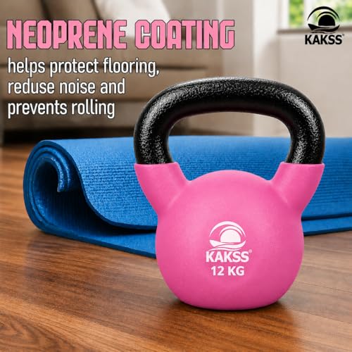 Image of Kakss Half Coating Neoprene Kettlebell (Pink, 12 KG)