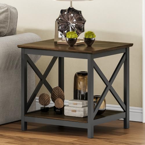 Image of ChooChoo End Tables Set of 2, 24 Inch End Table with 2-Tier Storage Shelf