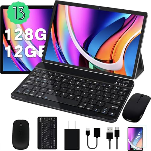 Image of JUSYEA Tablet Android Tablets 10 inch, 128GB ROM Octa-Core (2TB TF) | WiFi 5G | FHD | BT5.0 | GPS | 8000mAh | 8+5MP | Metal Body, Tablet with Keyboard, Mouse-Gray