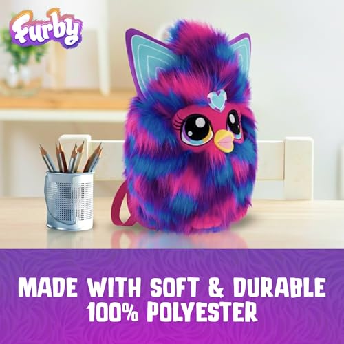 Image of Concept One Furby Plush Backpack, Purple Mini Handbag with Adjustable Shoulder Straps, Pink