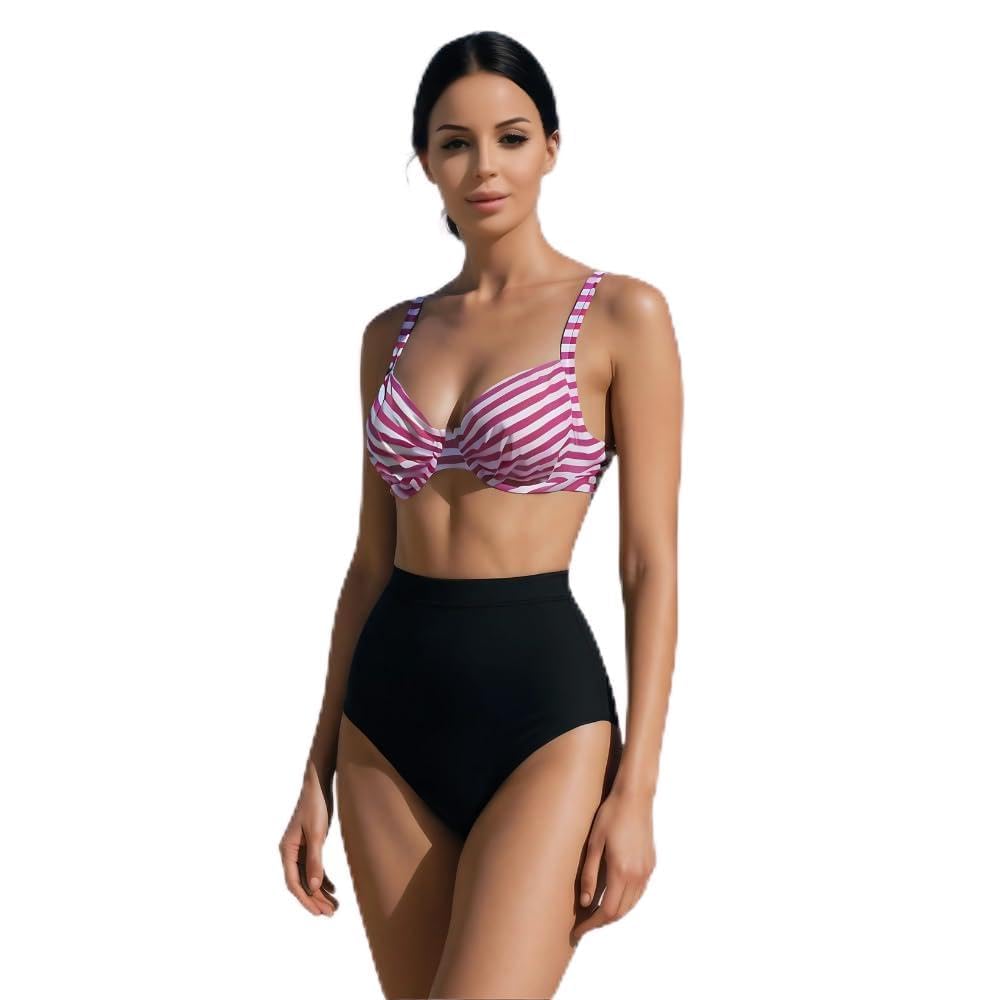 Womens Sporty V Neck Bralette Bikini Bra Top | Ribbed Texture Triangle Swimwear Top | Thin Adjustable Strap Support | (Pack of 1) | Ruby Red-image-17
