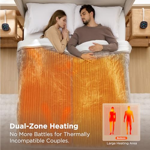 Image of Bedsure Electric Blanket Queen Size - Dual Control Heated Blanket Queen, Fast Heating with 10 Time Settings & 10 Heat Settings, Warm Gift for Grandma (84x90 inches, Taupe)