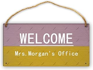 Mrs. Morgan's Office Practical Wooden Hanging Sign Plaque - Rustic Wall Art Office Door Decor Courtyard Gift Accent 12×8 Inch