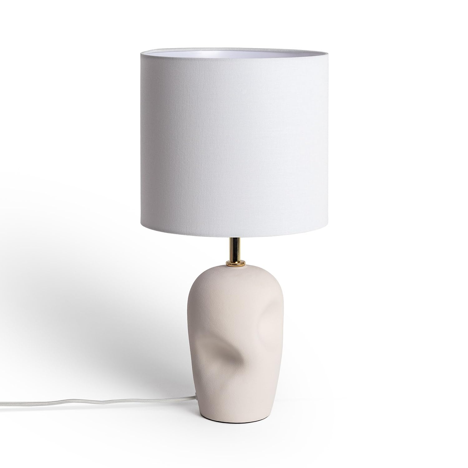 LEDKIA Lámpara de Mesa Cerámica y Tela Barta Blanco