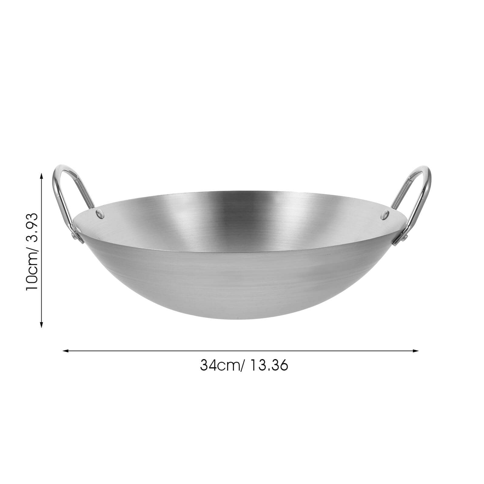 SHINEOFI Poêle à Wok Chinoise en Acier Inoxydable Argentée, Stable | Usage sur Plaque de Cuisson et Flamme Nue, Large Polyvalence, Ustensile Cuisine Domestique