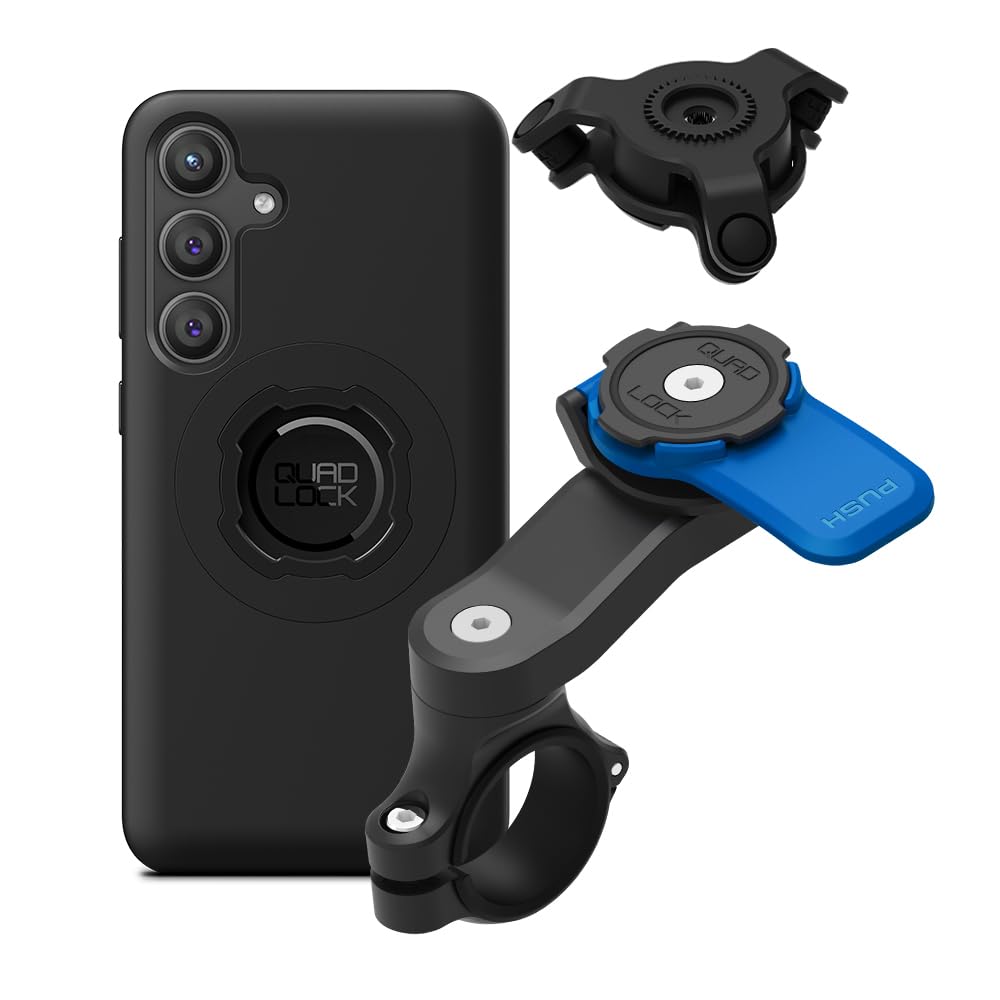 Quad Lock Moto Handlebar Kit with Dampener and MAG Case for Galaxy S24 Plus