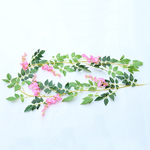 Dearhouse 4Pcs 6.6Ft/Piece Artificial Flowers Silk Wisteria Garland Artificial Wisteria Vine Rattan Silk Hanging Flower For Home Garden Outdoor Ceremony Wedding Arch Floral Decor(Pink) #TOP1