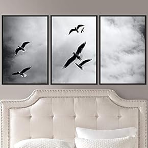 signwin 3 Piece Framed Canvas Wall Art Black...