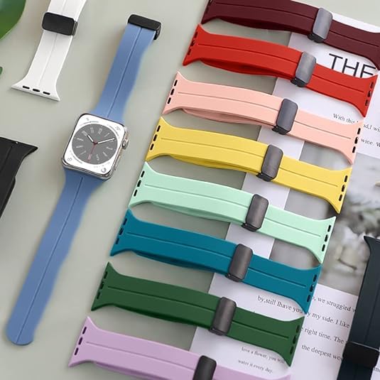 Image of Soft Silicone Sport Band Compatible with Apple Watch Ultra 49mm 45mm 44mm 42mm Magnetic Clasp Adjustable Strap For iWatch Series 10 9 8 7 6 5 4 3 2 1 SE Ultra 2nd gen (Only Strap, No Watch)