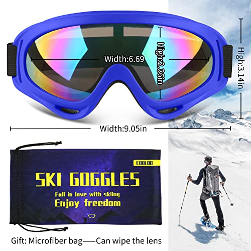 Image of COOLOO Ski Goggles, 2 Pack Snow Goggles Snowboard Goggles for Men Women Kids - UV Protection Foam Anti-Scratch Dustproof