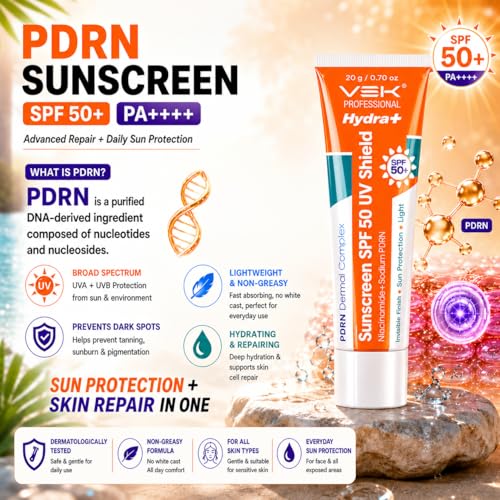 Image of PDRN Dermal Complex Sunscreen SPF 50+ PA++++ | Lightweight Non-Greasy Sun Protection | Niacinamide Hydrating SPF Cream | No White Cast Daily Use | Broad Spectrum UVA UVB Protection for All Skin Types | 20g
