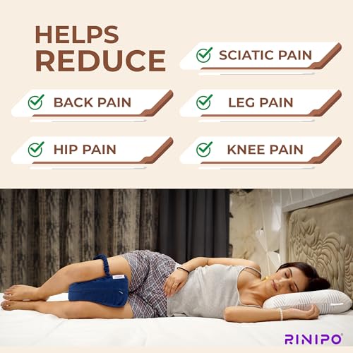 Image of Knee Pillow with Strap + Zip Cover - 9X9 Inch (2 Year Warranty) - Orthopedic Memory Foam for Side Sleepers | Premium Leg Cushion for Sciatica Pain Relief, Hip, Pregnancy & Knee Joint Support