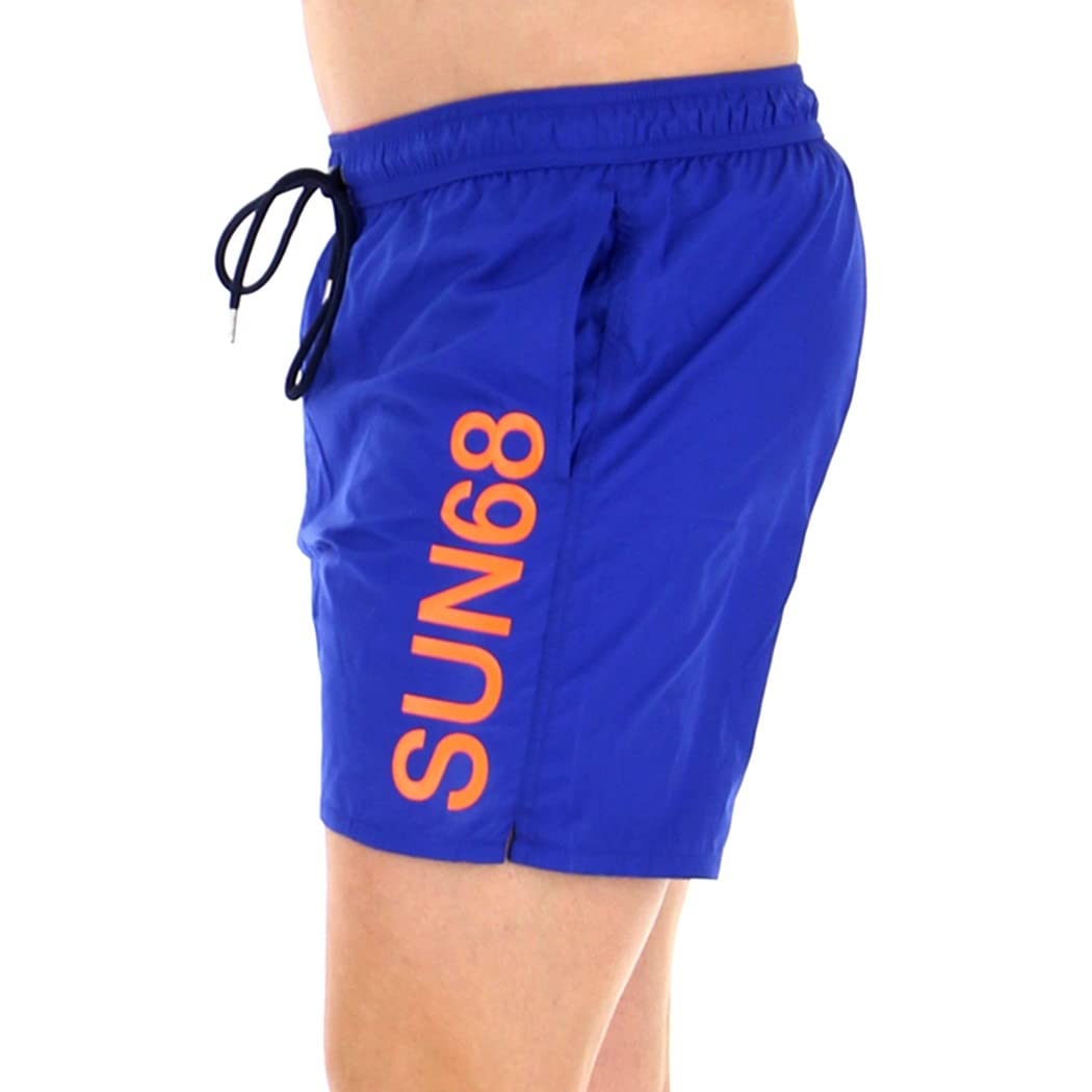 Sun68 Uomo Swim Pant With Macro Logo On Front H32103 58 Col.Royal L/Royal