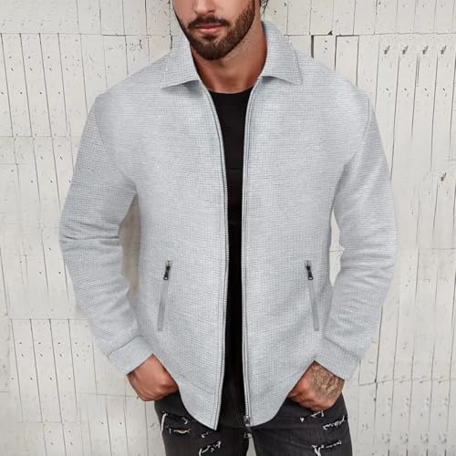 Men Jackets – Zipper Long Sleeve Collared Coat with Pockets Outdoor Casual Jackets2