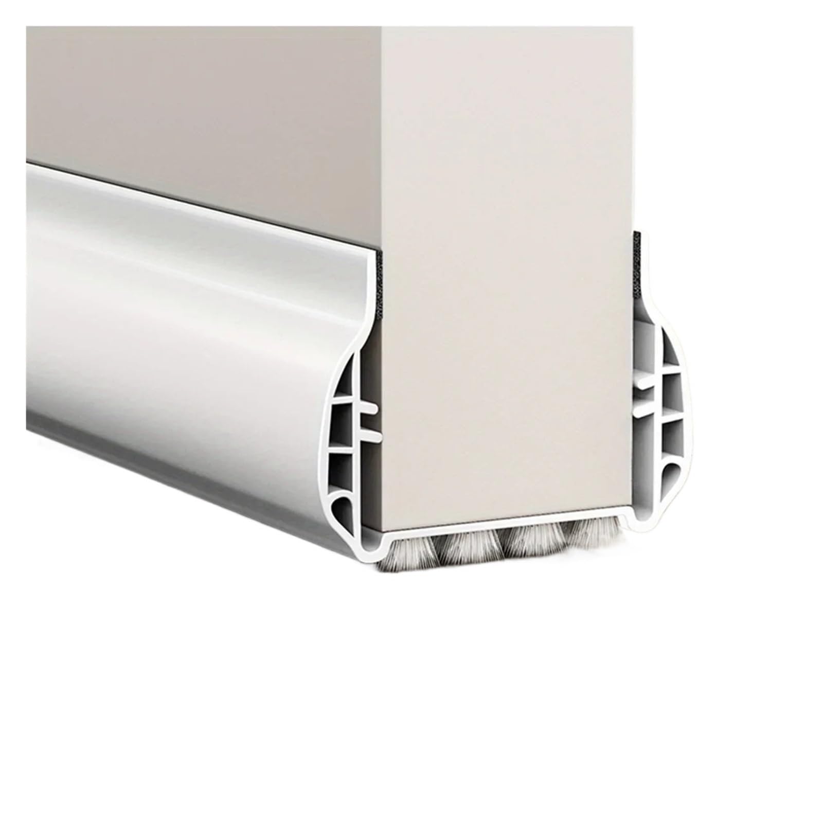 Draft Excluder For Doors 1pc PVC Door Seal Strip With Brush Bottom - Windproof, Dustproof & Soundproof Weatherstrip For Home Use(White)