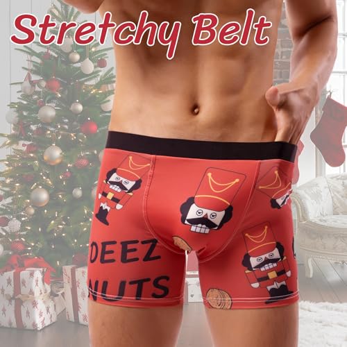 Evankin Men's Christmas Boxer Briefs with Bulge Pouch, Sexy Funny Novelty Underwear, Comfort Xmas Lingerie Underpants2