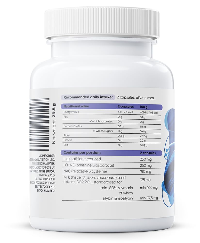 Osavi Glutathion avec NAC, Silymarine & LOLA – 60 Gélules Véganes | L-glutathion réduit (GSH) | Extrait de chardon-marie 80% silymarine | Soutient le foie
