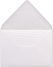 50 Briefumschläge DIN C6 - Weiß gefüttert mit weißem Seidenpapier - 11,4 x 16,2 cm - 100 g/m² Nassklebung Brief-Hüllen von Ihrem Glüxx-Agent