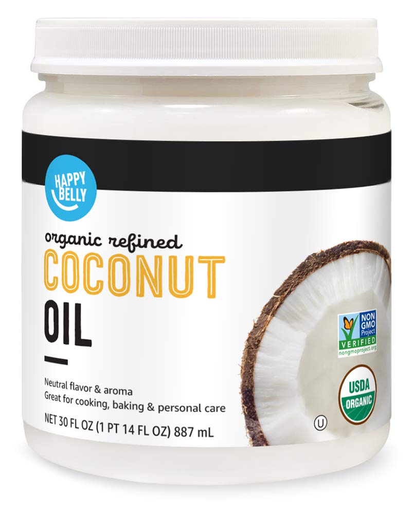 Amazon Brand Happy Belly Organic Refined Coconut Oil, 30