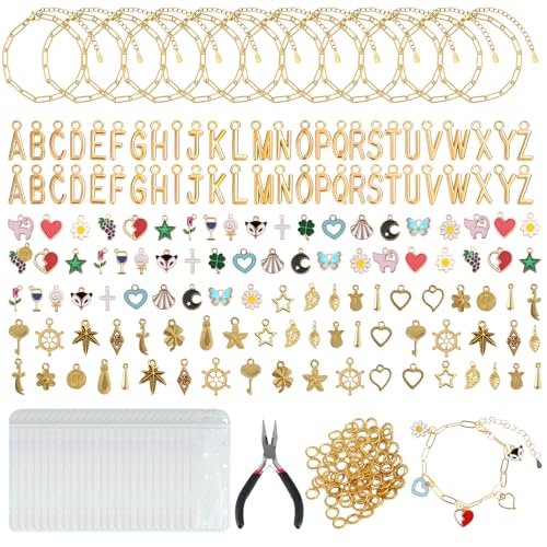 Image of Himake 341Pcs Gold Charm Bracelet Making Kit, DIY Jewelry Making Supplies, Including Paperclip Chain Bracelets, Jump Rings, Charms, Gift Bags, Pliers, Box for Jewelry Making